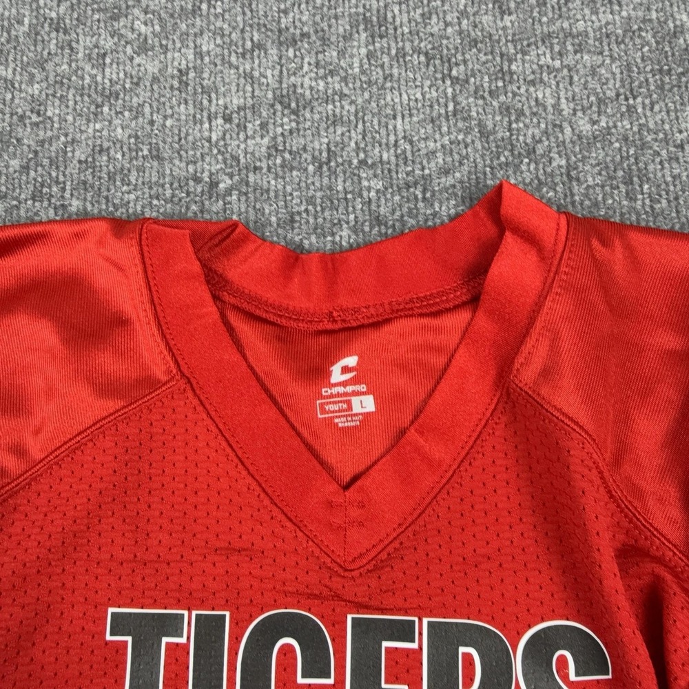Champro Tigers Football Jersey Youth Large Scarlet Red 00 Mammoth FJ29YSCL - Picture 8 of 14